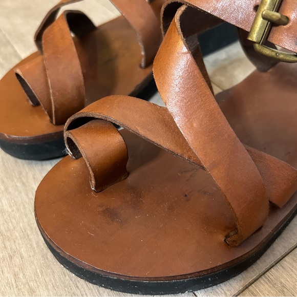 REAL LEATHER BROWN STRAPPY SANDAL WITH ADJUSTABLE STRAP SIZE 6 FROM COSTA RICA - Picture 5 of 14